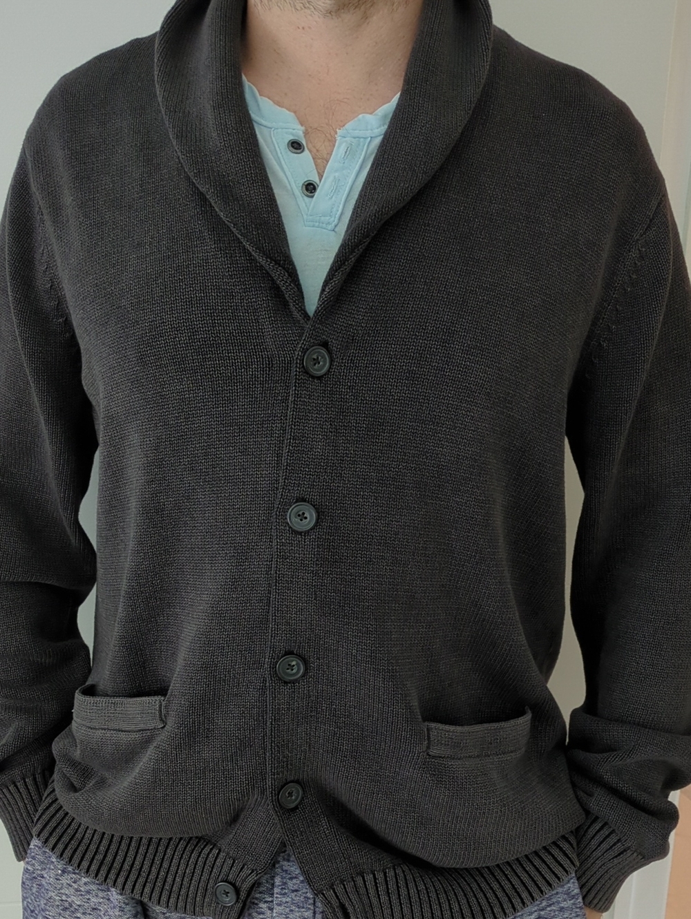Goodthreads Men’s Shawl Collar Cardigan Cotton Charcoal Sz XLT